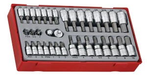 35-elementowy zestaw nasadek trzpieniowych z chwytem kwadratowym 1/4" i 3/8" Teng Tools TTBS35