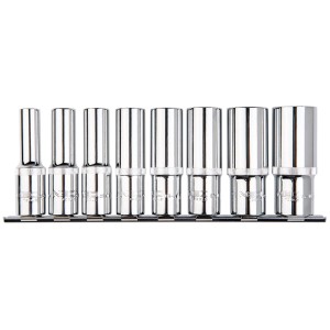 Nasadki Spline stalowe CrV kwadrat 1/2", długie, zestaw 8 szt. Neo Tools