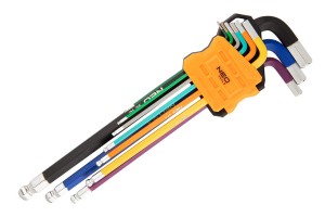 Klucze Stalowe CrVsześciokątne 1.5-10 mm, zestaw 9 szt. Neo