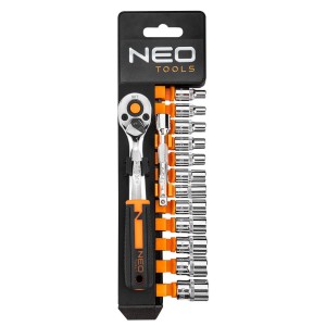 Klucze Stalowe  CrV nasadowe 1/4", zestaw 14 szt. Neo Tools