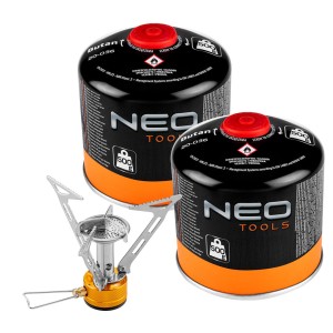 Palnik gazowy turystyczny + 2 naboje z gazem kartusze 20-036 Neo Tools