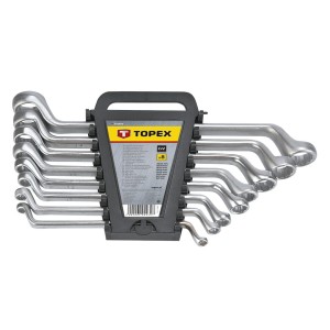 Klucze stalowe oczkowe odgięte 6-22 mm, zestaw 8 szt. Topex