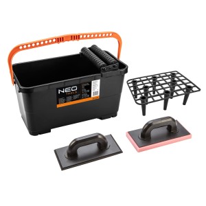 Zestaw glazurniczy: pojemnik z kratką i rolkami 24l, zestaw pac Neo Tools