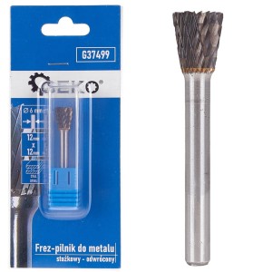 Frez-pilnik do metalu z węglika wolframu 12x12mm trzpień 6mm (stożkowy odwrócony Geko