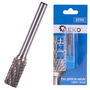 Frez-pilnik do metalu z węglika wolframu 10x20mm trzpień 6mm (czołowo-boczny Geko