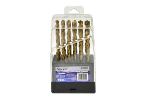 Kpl.wierteł 19szt.1-10mm HSS TiN plast.box Geko