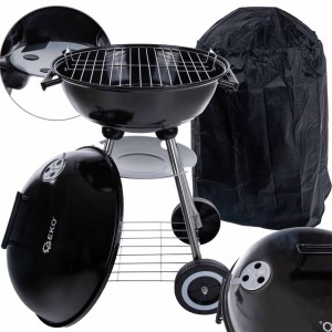 Grill węglowy okrągły z pokrywą i pokrowcem – ruszt średnica 39cm Geko