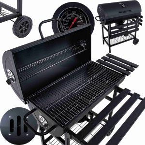 Grill węglowy typu beczka z pokrywą – ruszt 71x35cm Geko