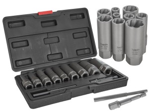 Zestaw długich nasadek do urwanych śrub 11 el. 6-19mm CR-MO TVARDY PROFI