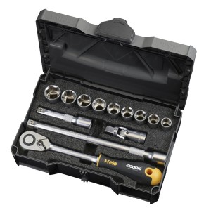Zestaw narzędziowy ze stali CrMoV 1/2" 12 narzędzi + grzechotka ERGONIC