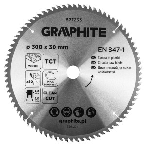 Tarcza widiowa do PILARKI piły do drewna 300x30mm 80 zębów Grapgite