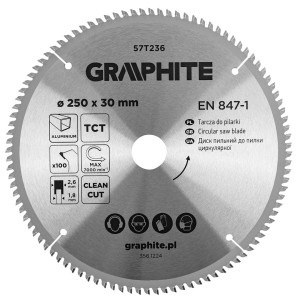 Tarcza widiowa do PILARKI piły do aluminium 250x30 mm 100Z GRAPHITE
