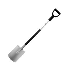 Szpadel prosty zaokrąglony, trzonek metal, uchwyt D tw.122cm Dedra