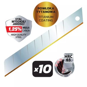 Ostrza łamane precyzyjne z powłoką tytanową 18mm, 10 szt. Dedra