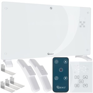 Grzejnik konwektorowy 2500W szklany biały z LCD pilotem sterowania  WiFi  Geko
