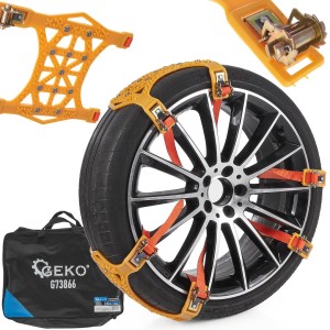 Łańcuchy ŚNIEGOWE na koła SZYBKI montaż nakładki antypoślizgowe ZESTAW 6el. Geko