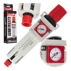 Reduktor powietrza z odwadniaczem filtrem i manometrem 1/4" z manometrami Geko