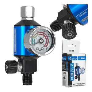 Reduktor ciśnienia do pistoletu lakierniczego z odwadniaczem 1/4" 0–10 bar / 0–140 PSI Geko