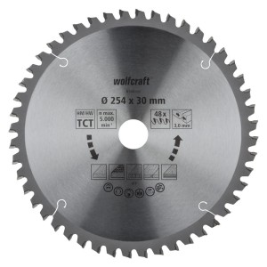 Piła tarczowa 254/30 mm HM Wolfcraft - dokładne, czyste ciecie